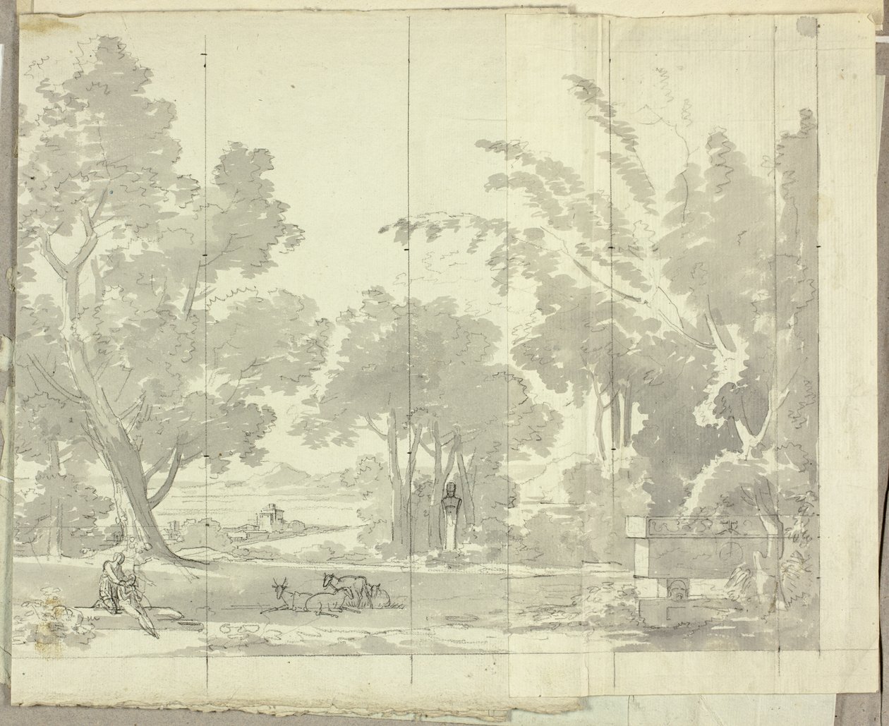 Paysage fantastique avec ruines et personnages - Pierre Antoine Mongin