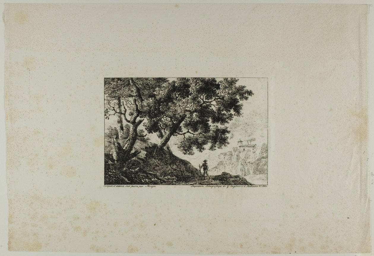 Paysage avec un homme portant un bâton - Pierre Antoine Mongin
