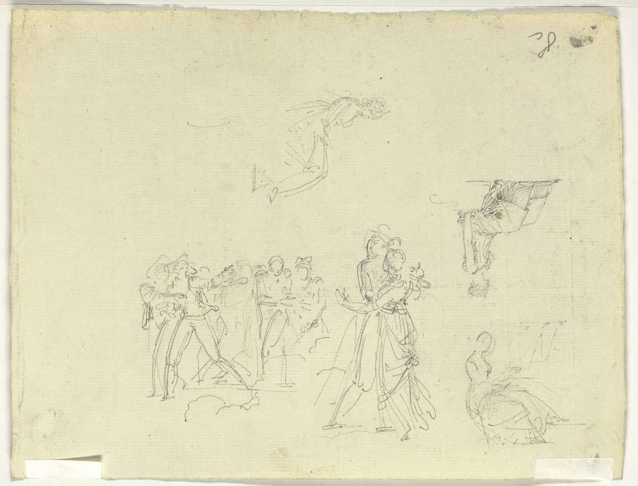 Feuille de croquis : Foule et figures individuelles - Pierre Antoine Mongin