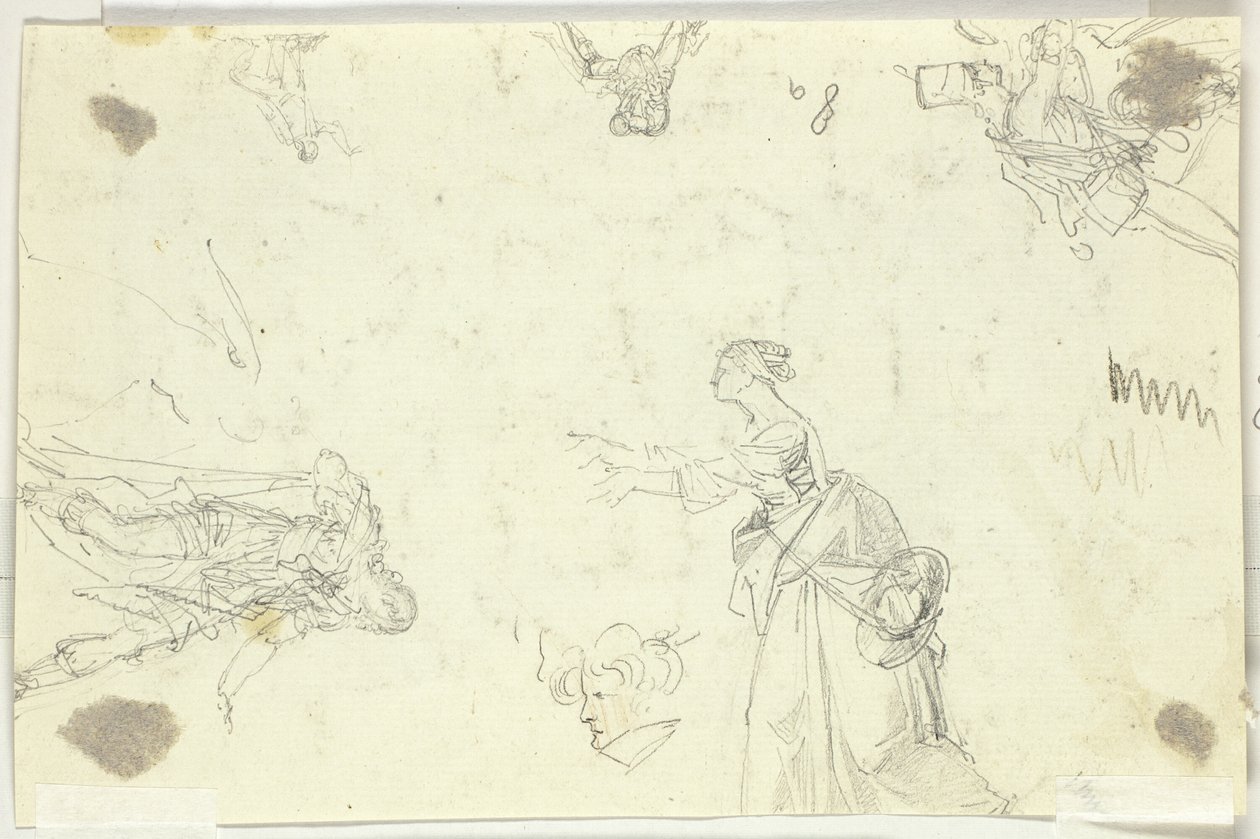 Feuille de croquis : Hommes et femmes - Pierre Antoine Mongin