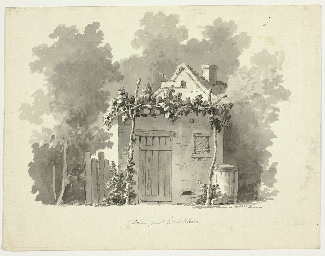 Vue du parc de Versailles : Cabane rustique - Pierre Antoine Mongin