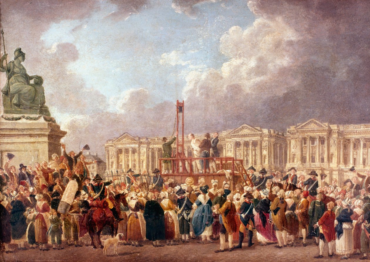 Exécution par guillotine à Paris pendant la Révolution française, années 1790 - Pierre Antoine de Machy