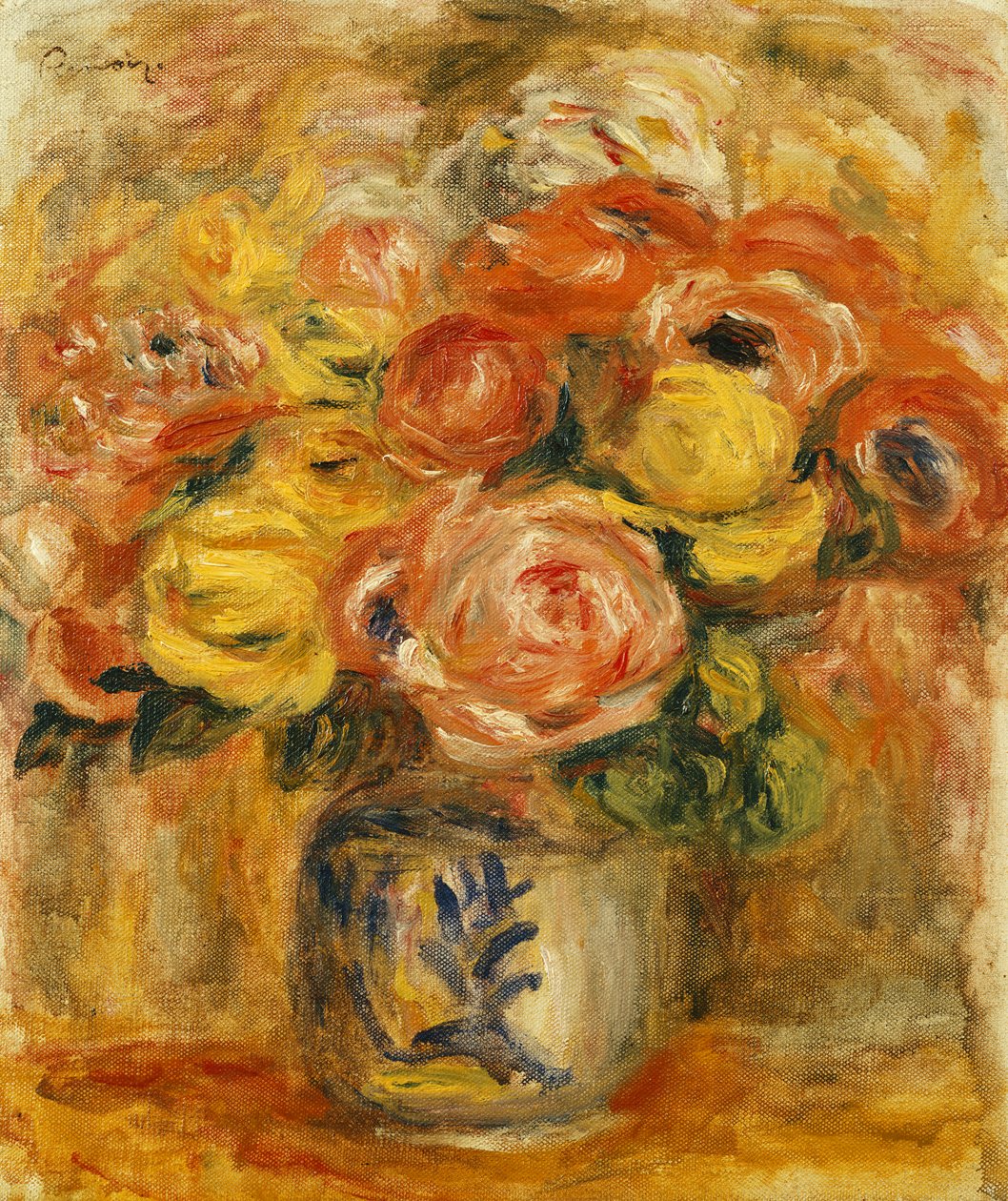 Fleurs dans un vase bleu et blanc, 1915 - Pierre Auguste Renoir