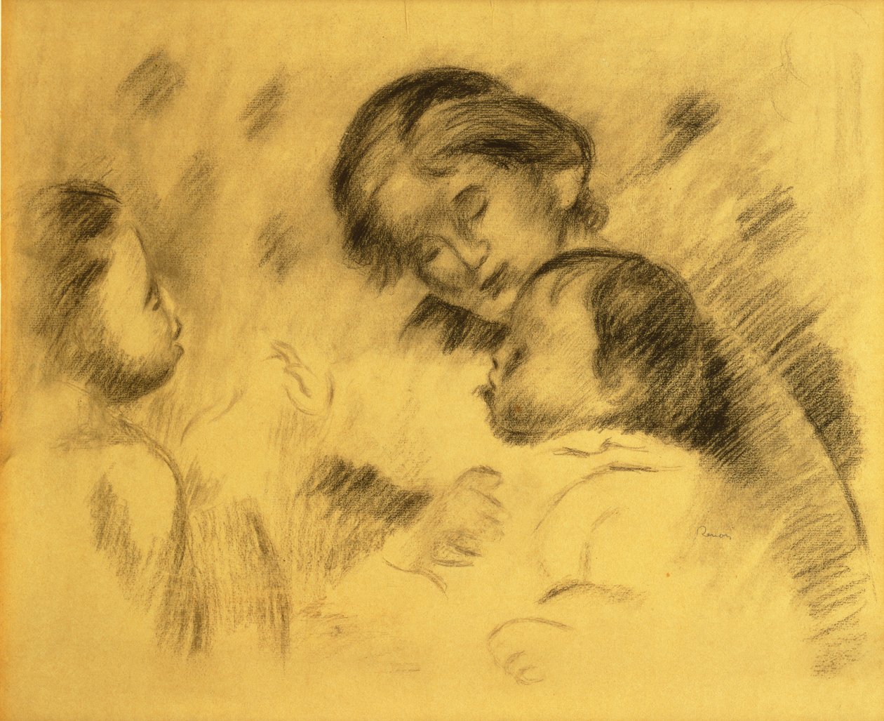 Gabrielle Renard avec Jean Renoir et une petite fille, vers 1895-96 - Pierre Auguste Renoir