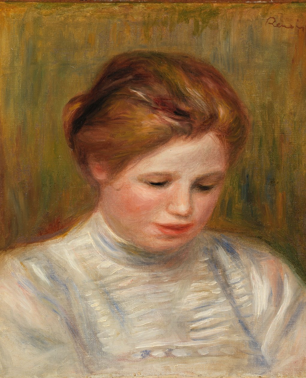 Tête; aussi appelée Étude de brodeuse - Pierre Auguste Renoir