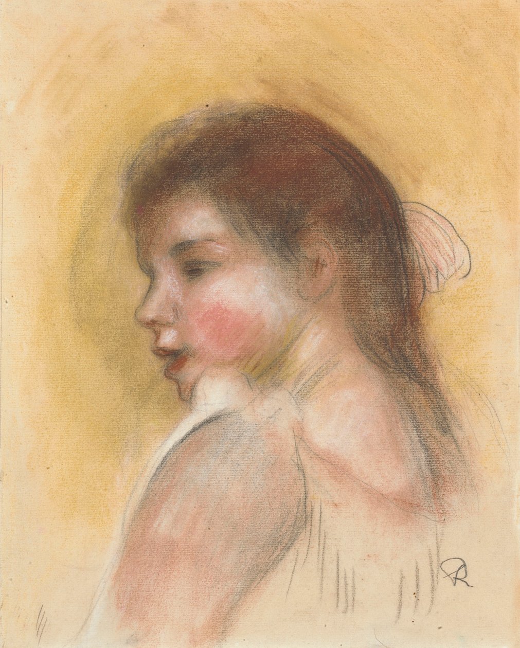 Tête de jeune fille de profil - Pierre Auguste Renoir