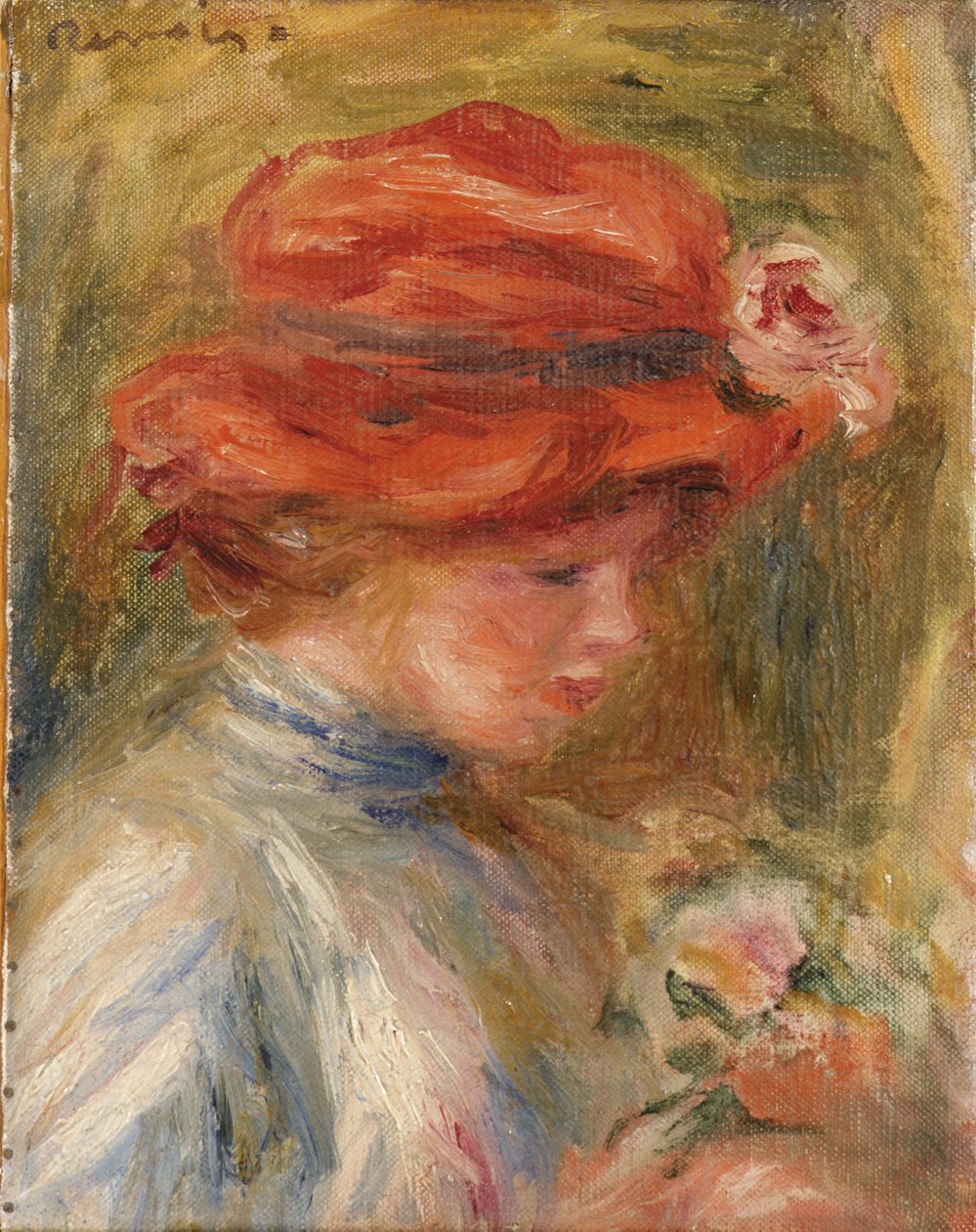 Jeune femme au chapeau rouge - Pierre Auguste Renoir