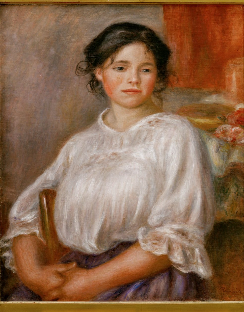 Jeune fille assise (oil on canvas) - Pierre Auguste Renoir