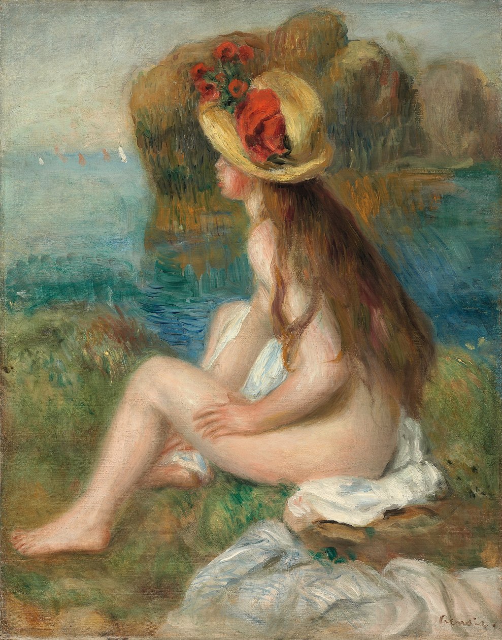 Nu avec un chapeau de paille au bord de la mer, 1892 - Pierre Auguste Renoir