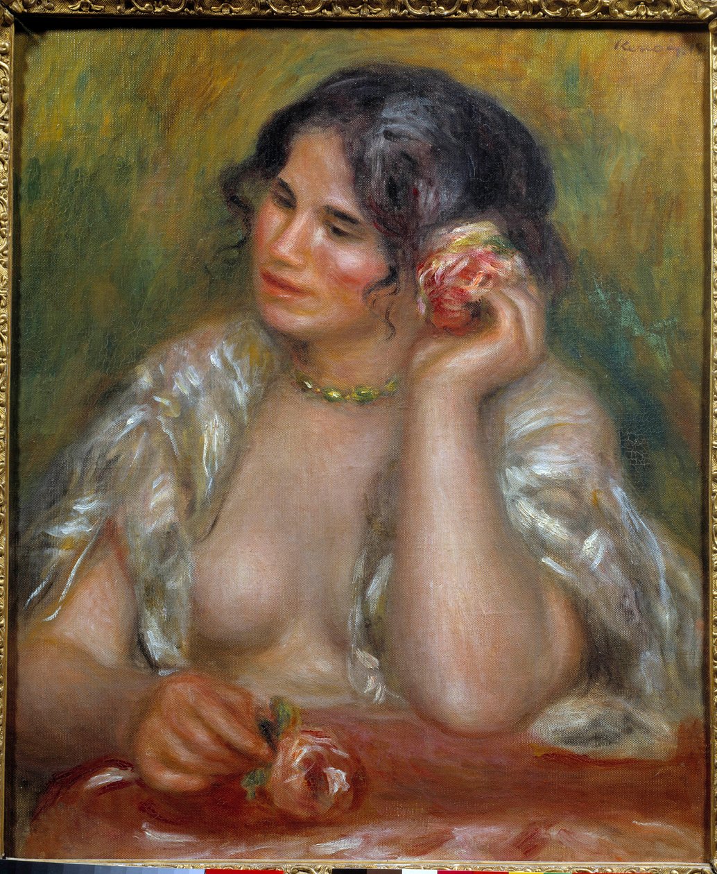 Portrait de Gabrielle à la rose (1878 - 1959). Peinture de Pierre Auguste Renoir (1841-1919) - Pierre Auguste Renoir