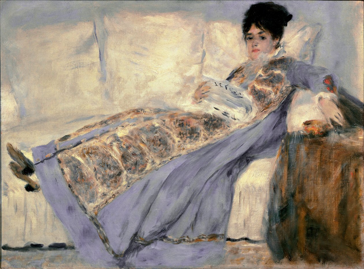 Portrait de Madame Monet lisant le journal Le Figaro - Pierre Auguste Renoir