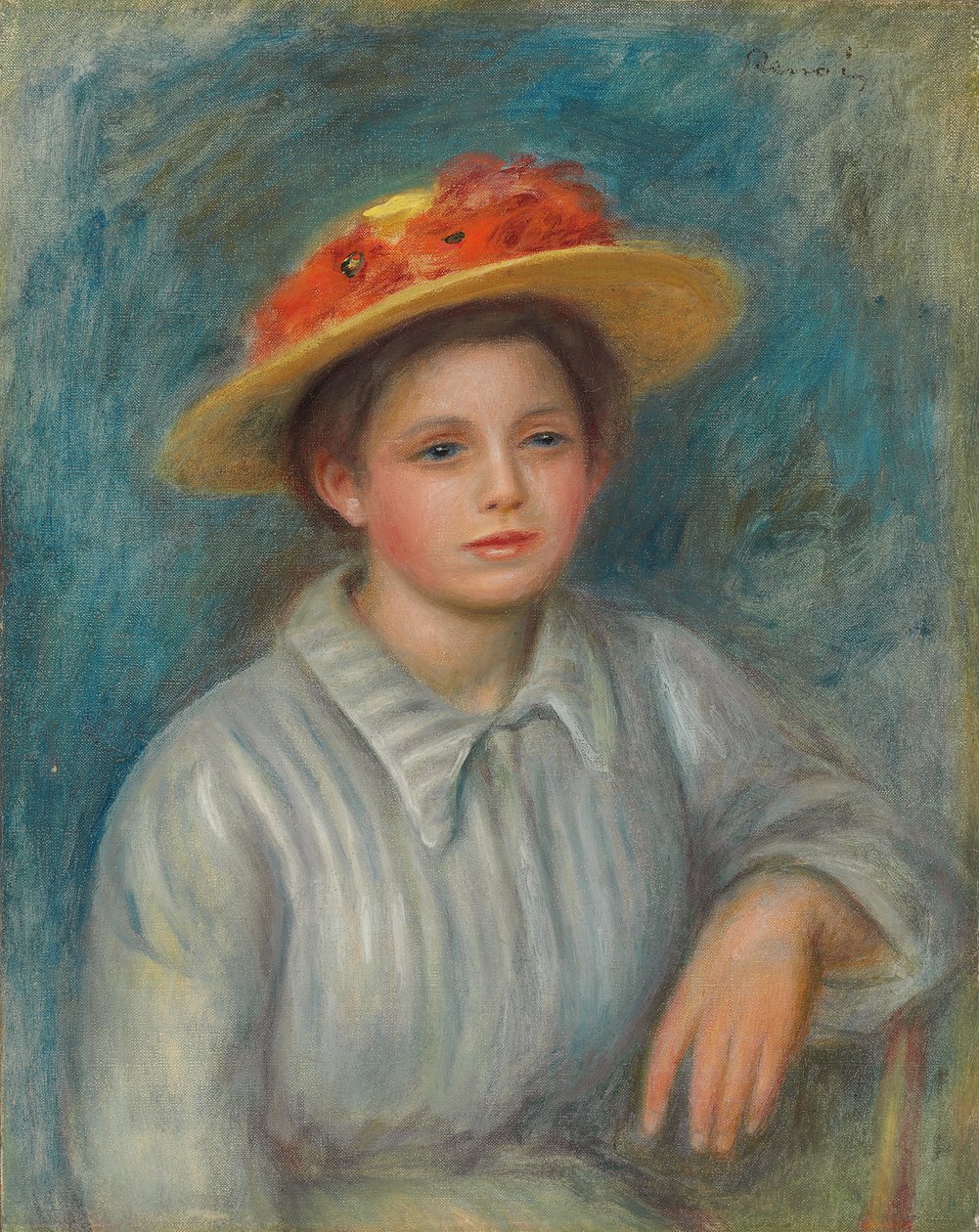 Portrait de femme au chapeau fleuri, vers 1890 - Pierre Auguste Renoir