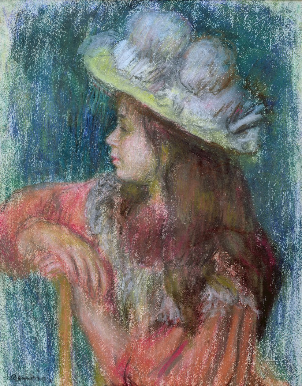 Jeune fille assise avec un chapeau blanc, 1884 - Pierre Auguste Renoir