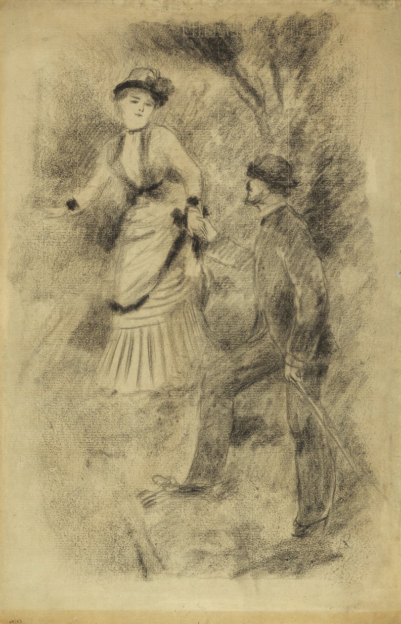 La descente du sommet : Jean Martin stabilise Hélène, la fille du banquier - Pierre Auguste Renoir