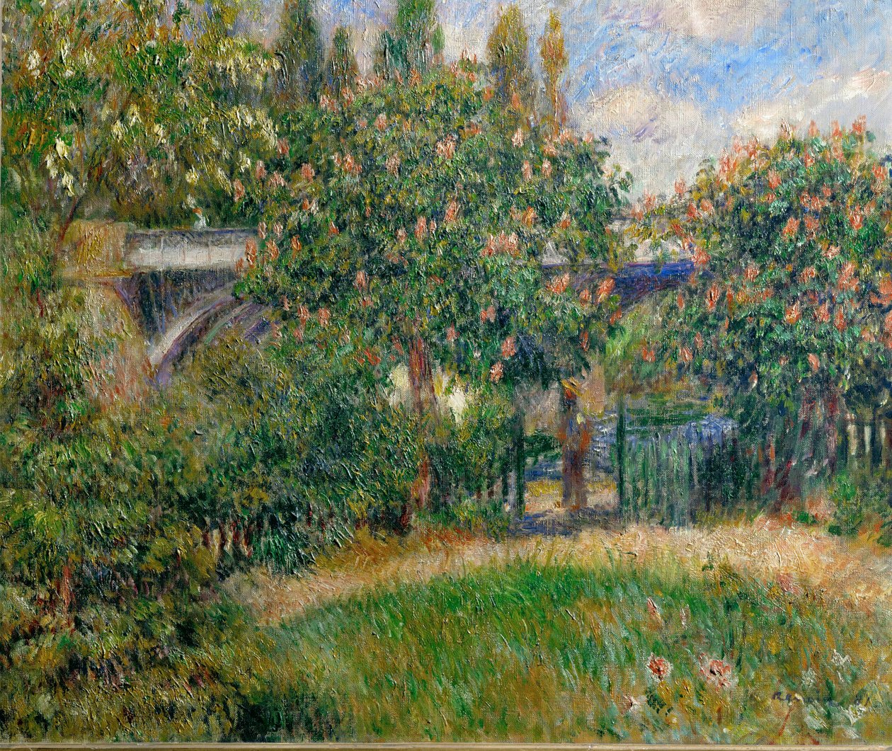 Le pont ferroviaire de Chato (peinture sur toile) - Pierre Auguste Renoir