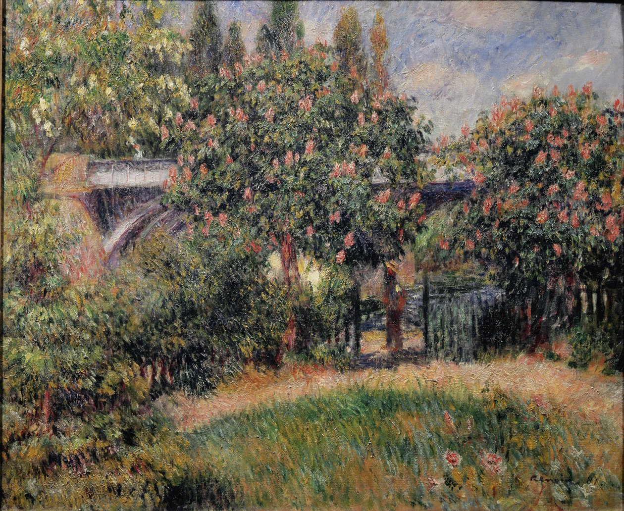 Le pont ferroviaire à Chatou ou les marronniers roses - Pierre Auguste Renoir