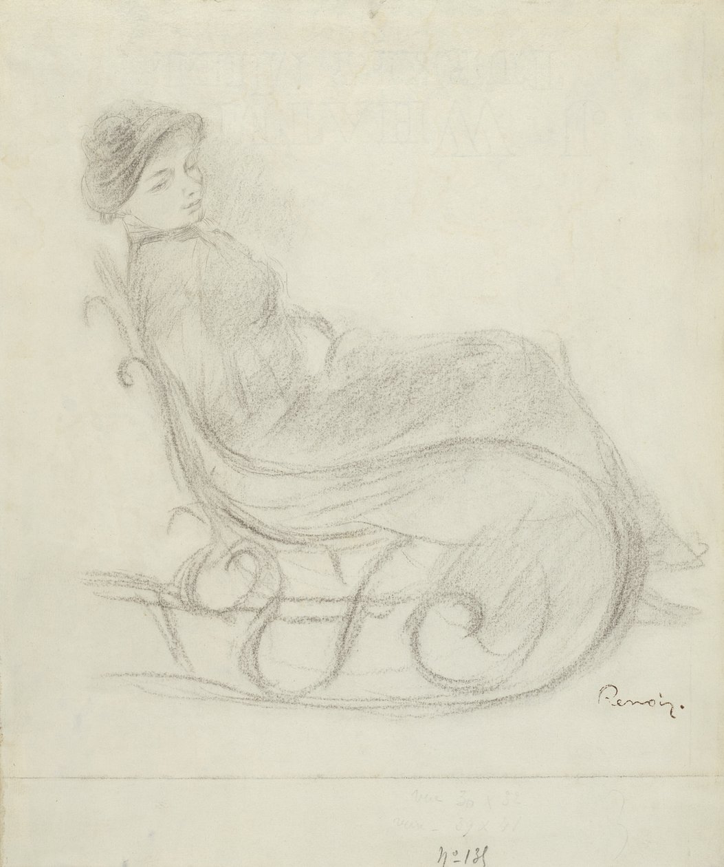Femme assise sur une chaise (recto) ; Femme sur une chaise, vue de dos (verso) - Pierre Auguste Renoir