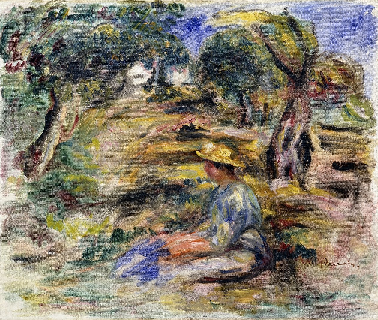 Femme en bleu assise - Pierre Auguste Renoir