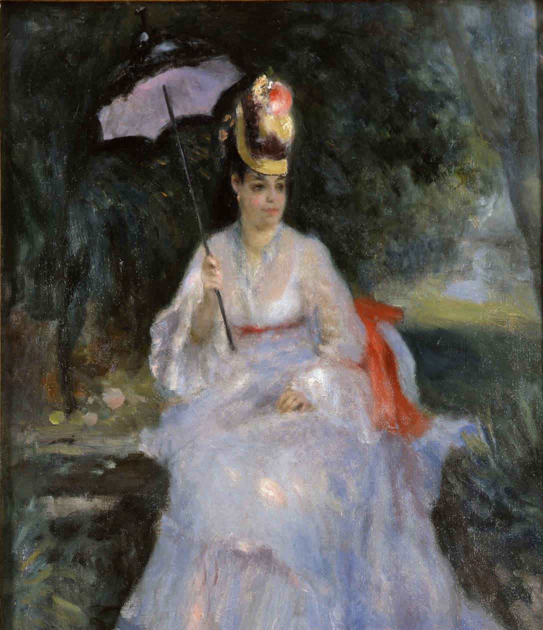 Femme avec un parasol assise dans un jardin, 1872 - Pierre Auguste Renoir