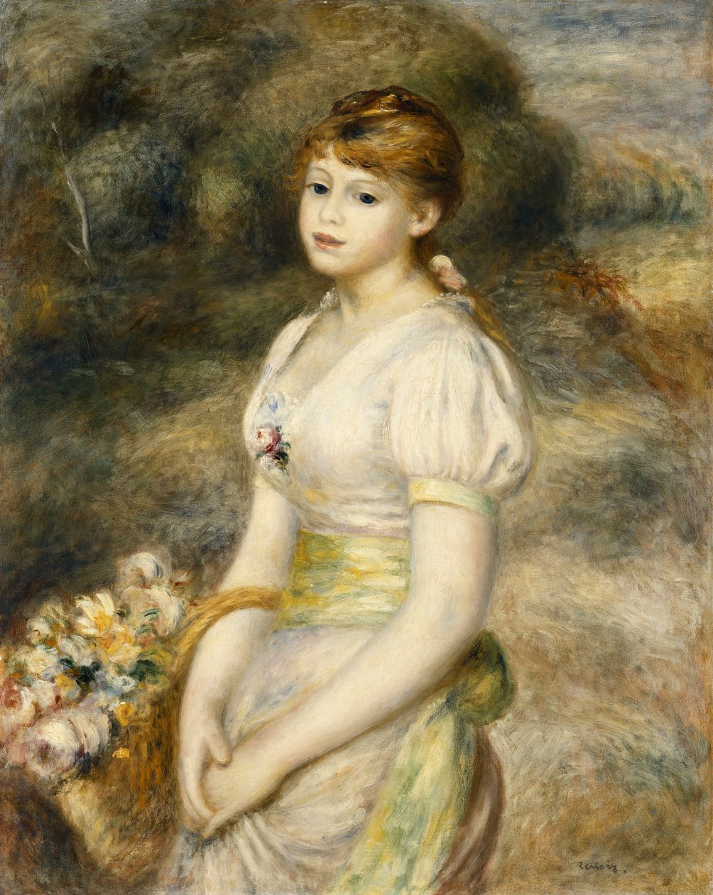 Jeune Fille Portant une Corbeille de Fleurs, 1888 - Pierre Auguste Renoir