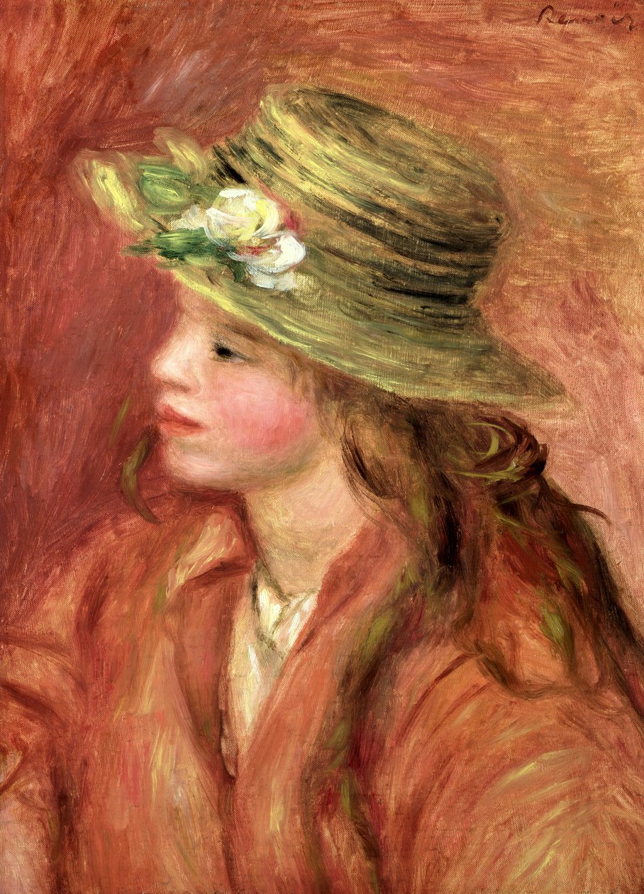 Jeune fille au chapeau de paille, vers 1908 - Pierre Auguste Renoir
