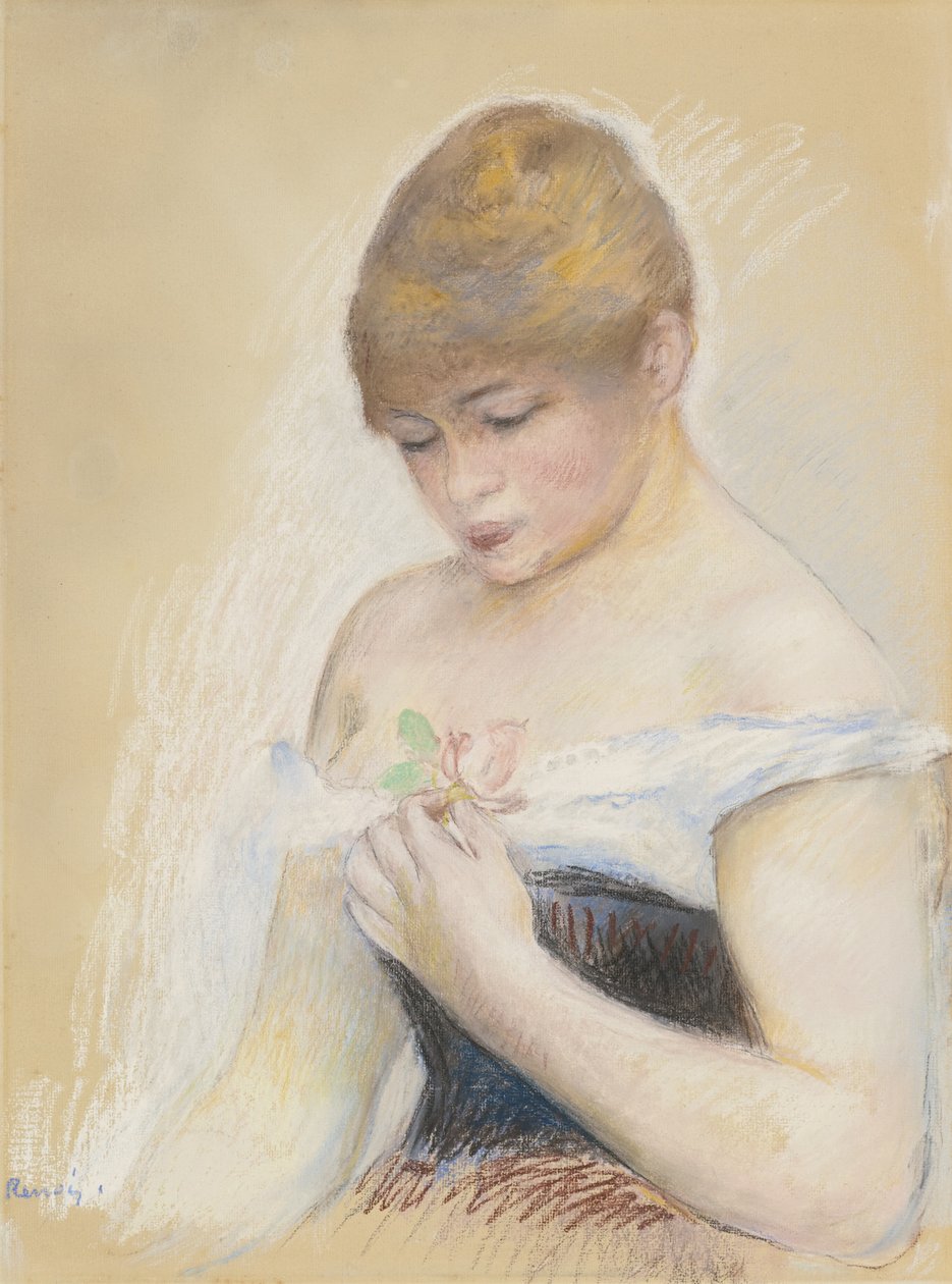 Jeune femme tenant une fleur. Portrait de l