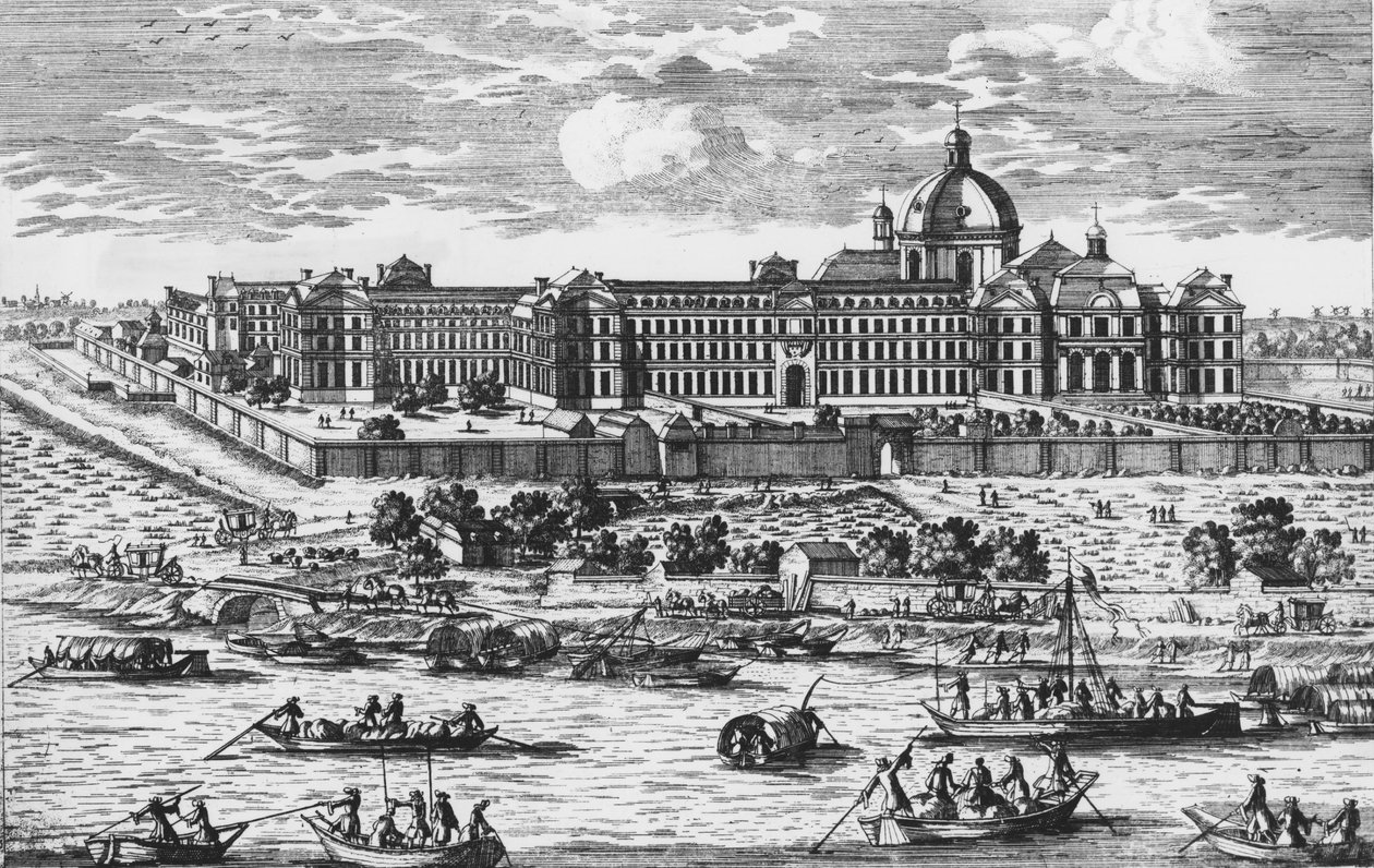 Vue de La Salpêtrière. Gravure d