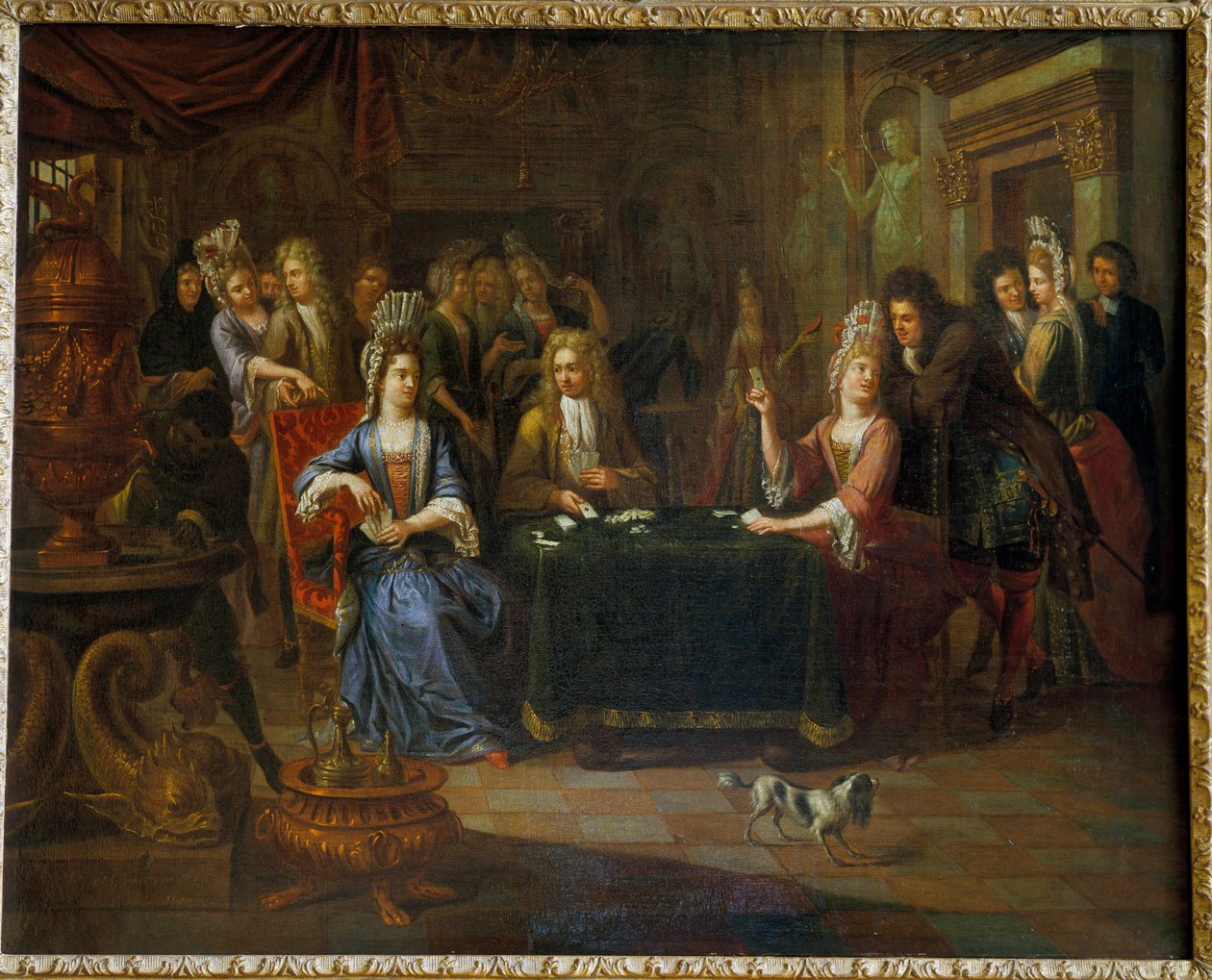 Nobles joueurs de cartes jouant aux cartes dans un salon - Pierre Bergaigne