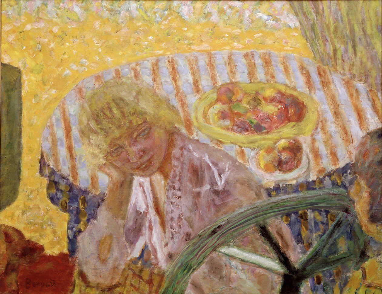 Jeunes femmes dans le jardin ou La nappe rayée - Pierre Bonnard
