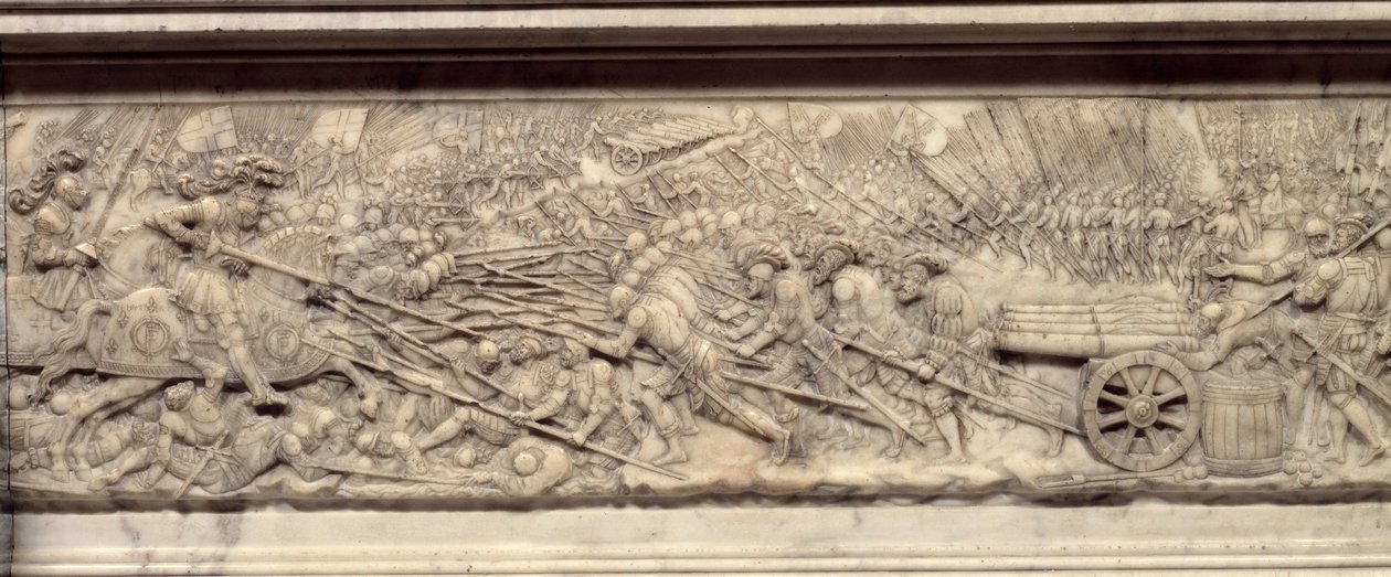 La bataille de Marignan en 1515. Tombeau du cœur du roi de France François Ier (1494-1547) : Bas-relief par Pierre Bontemps (vers 1507-1568) - Pierre Bontemps