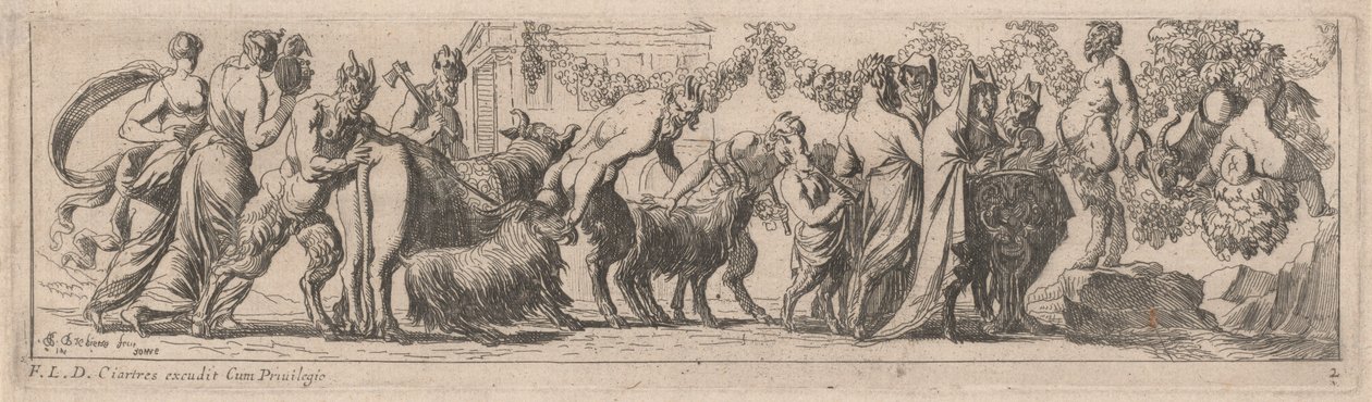 Satyres apportant des animaux à un autel - Pierre Brebiette