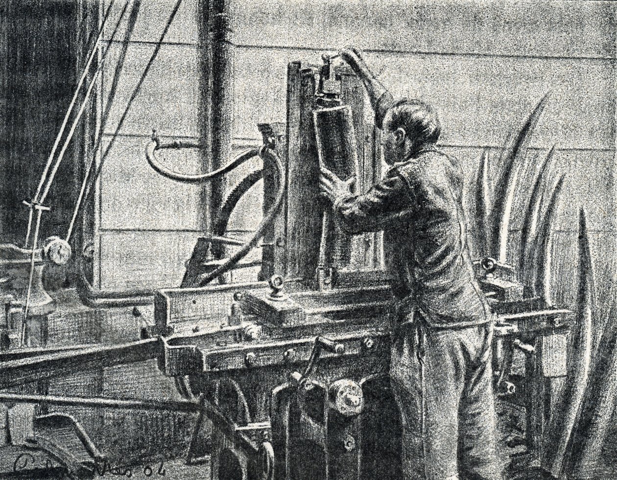 Artisan ivoirier coupant des défenses d