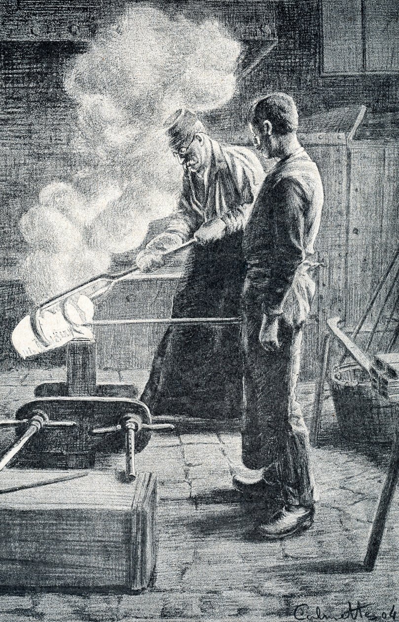 Fabrication de coutellerie : lingot coulé dans un moule - Pierre Calmettes