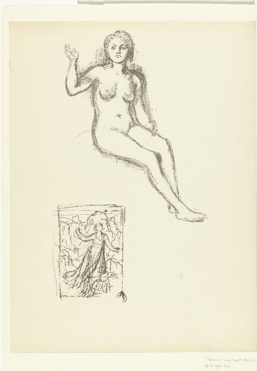 Femme nue assise et femme dans un paysage (Étude) - Pierre Cécile Puvis de Chavannes