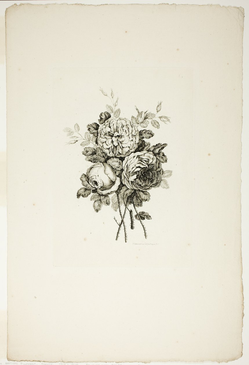 Bouquet avec Roses, de la Collection de Différents Bouquets de Fleurs, Inventés et Dessinés par Jean Pillement et Gravés par P. C. Canot - Pierre-Charles Canot