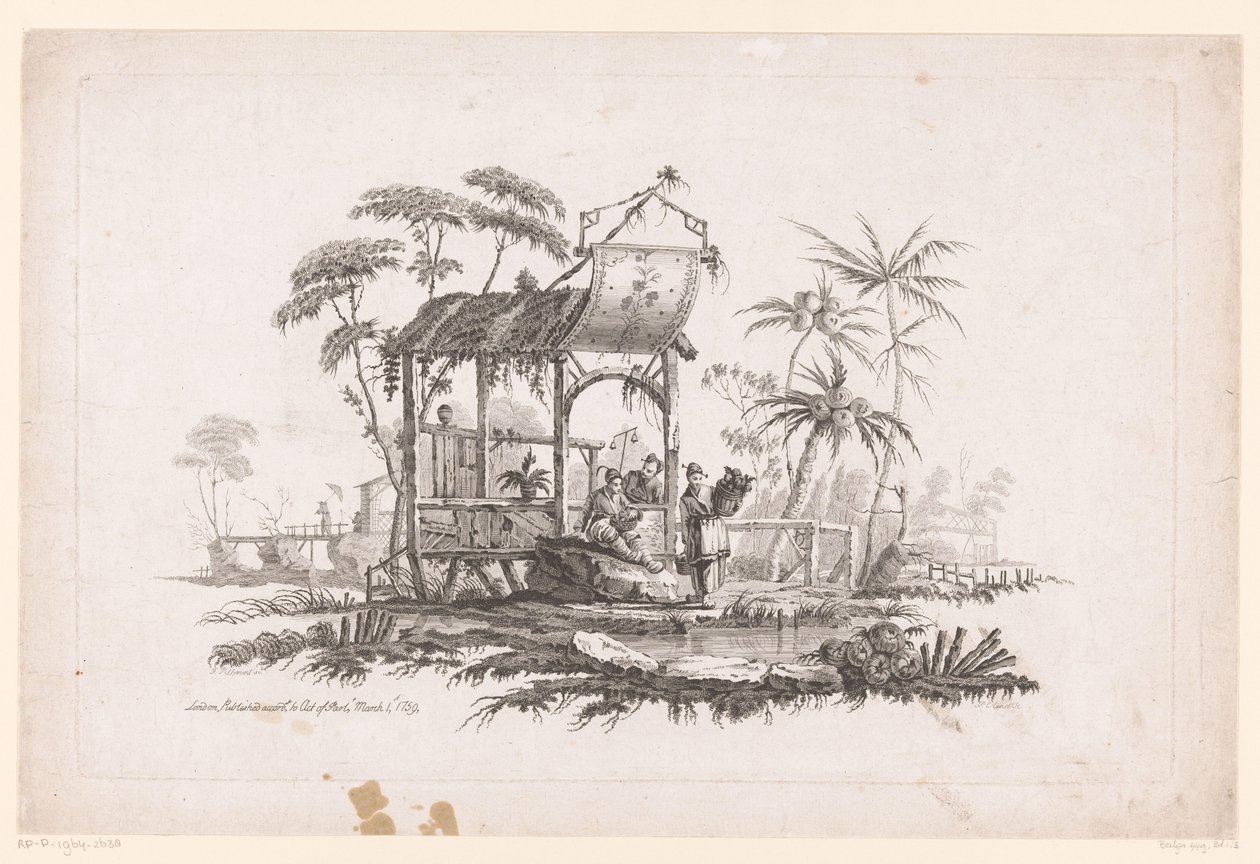 Figures avec paniers sur la rive - Pierre-Charles Canot