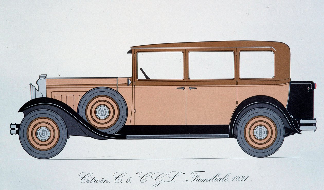 Planche représentant la voiture familiale Citroën de 1931 - Pierre Dumont