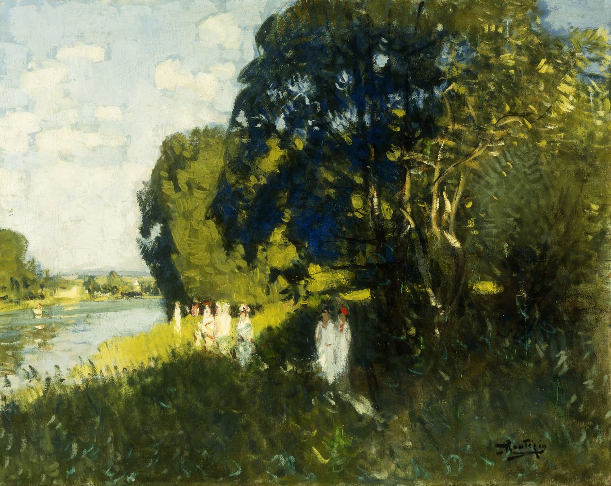 Un Beau Dimanche au Bord de la Seine - Pierre Eugene Montezin