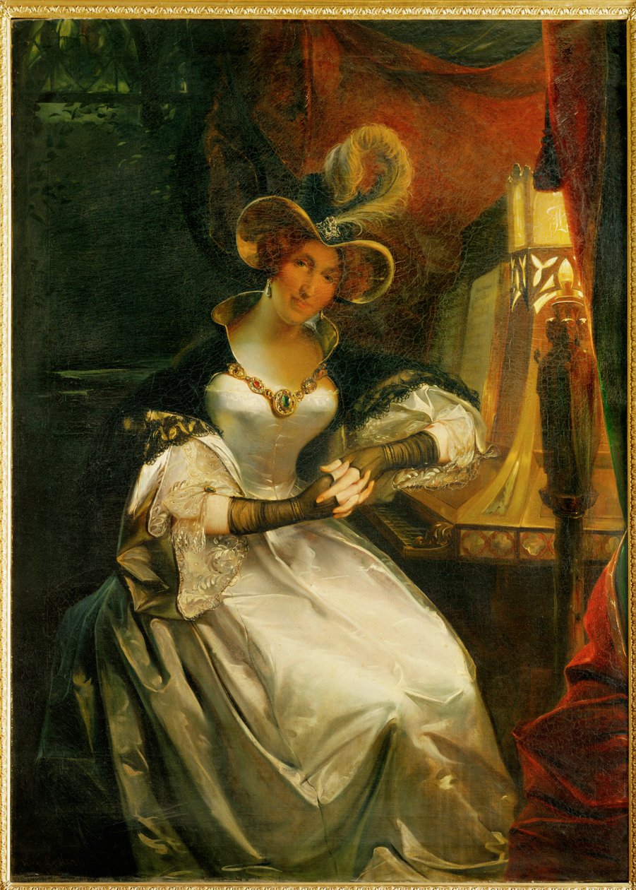 La reine Hortense Bonaparte, épouse du frère de Napoléon, Louis, roi de Hollande, et mère de Napoléon III (huile sur toile) - Pierre Felix Cottrau