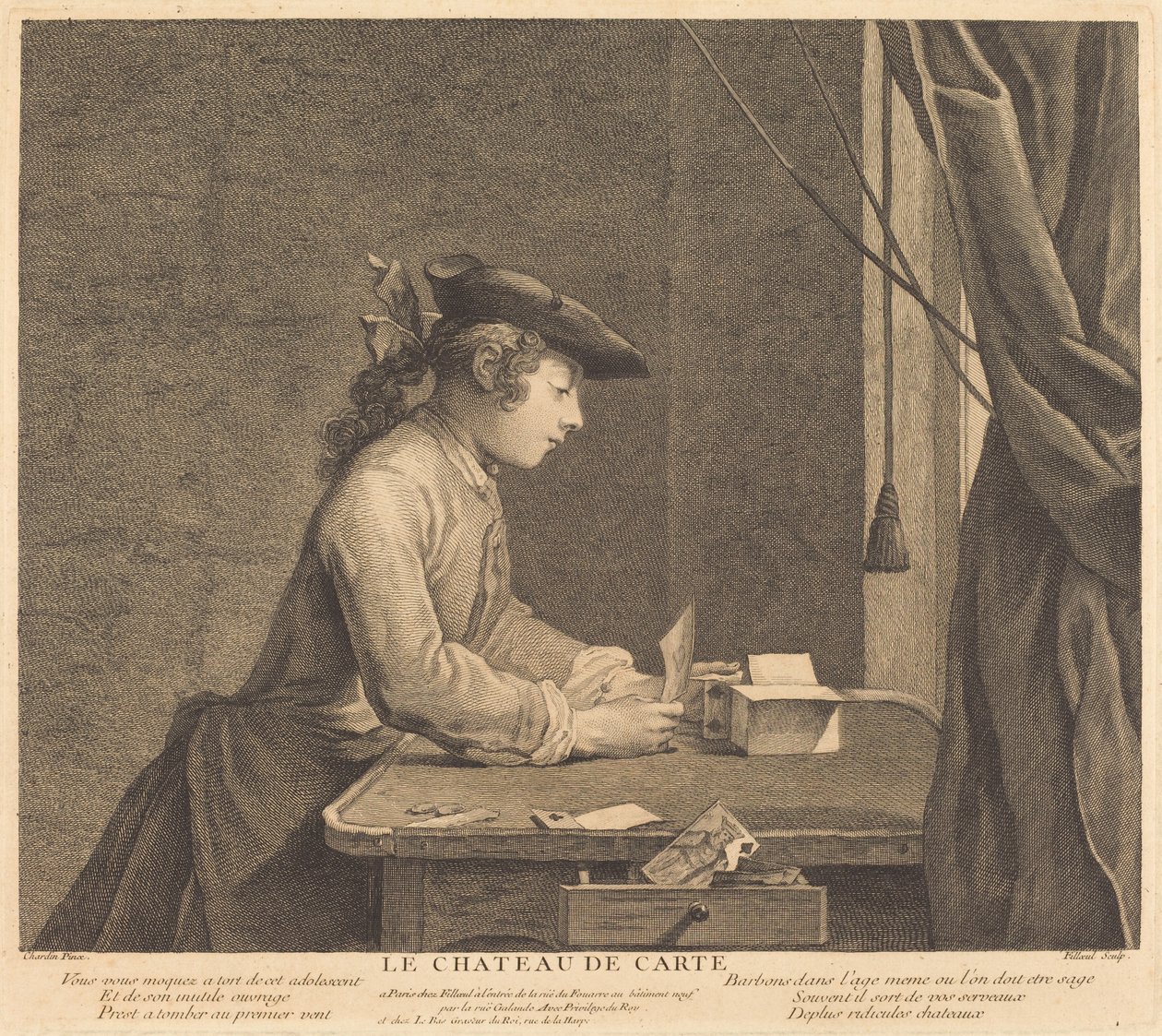 Le Château de cartes - Pierre Filloeul after Jean Siméon Chardin