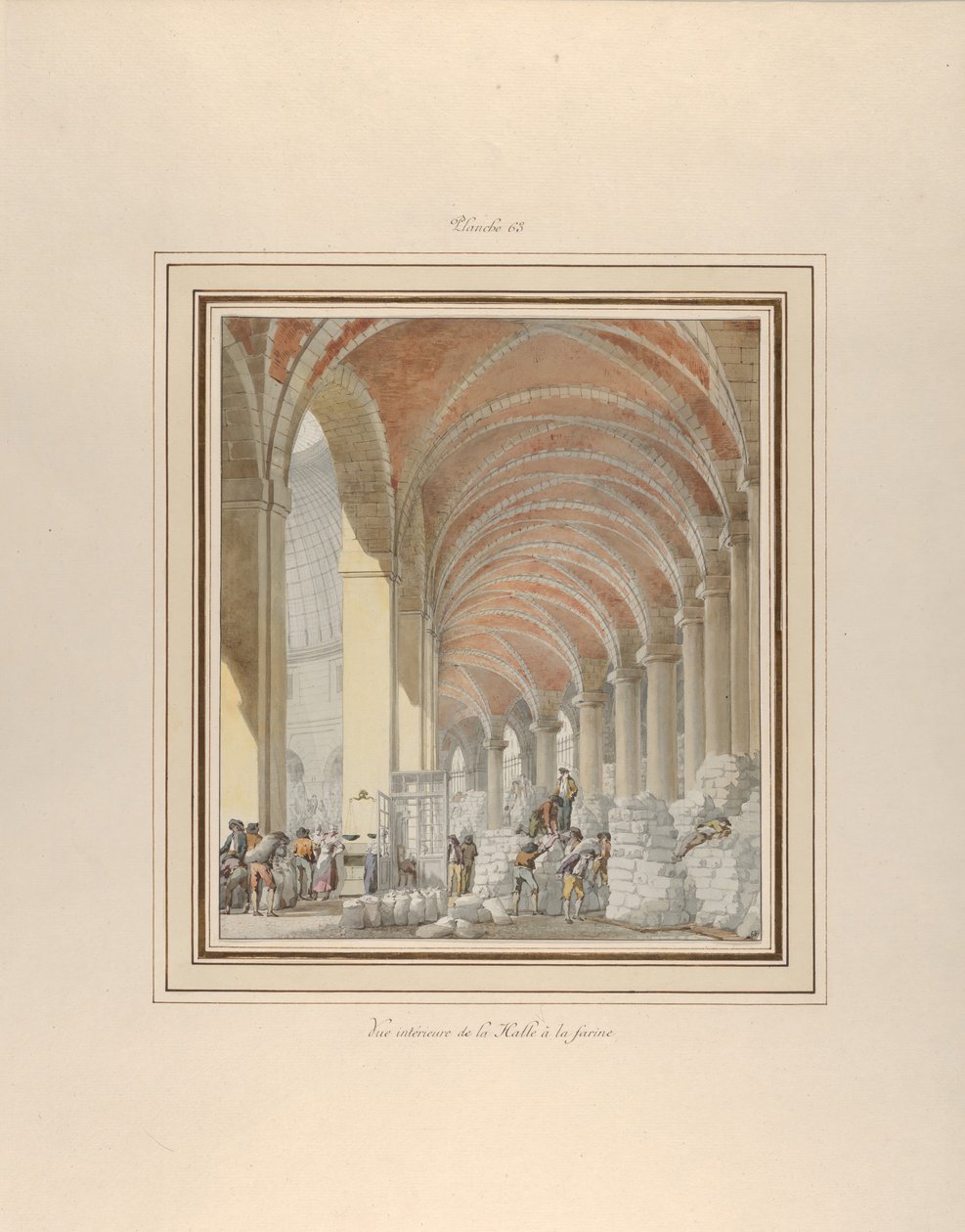La Halle aux Blés, vue intérieure, vers 1810 - Pierre Francois Leonard Fontaine