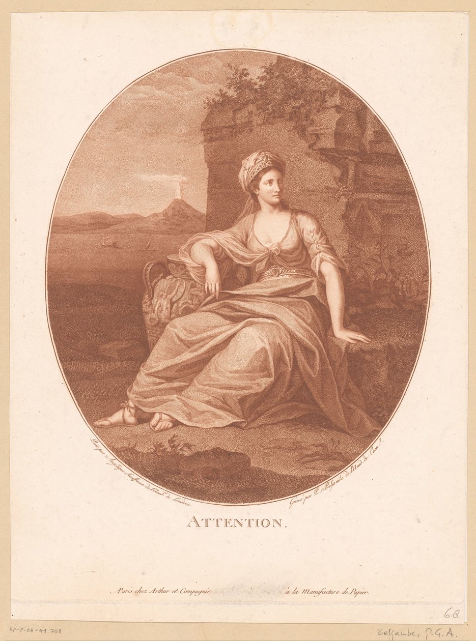 Figure féminine antique dans un paysage volcanique - Pierre Guillaume Alexandre Beljambe