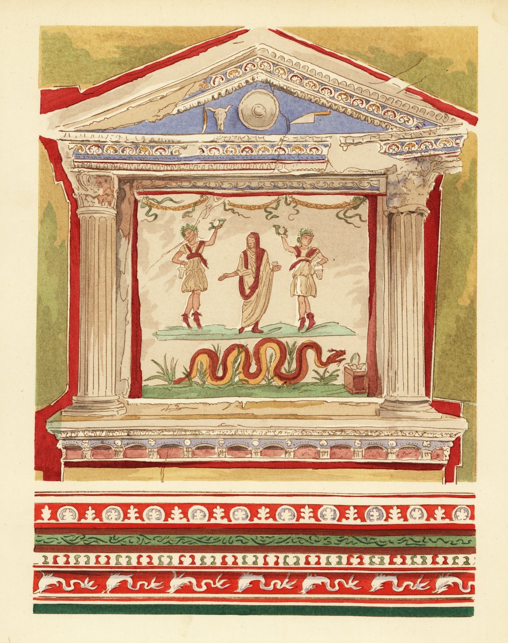 Lararium domestique dans la maison des Vettii, Pompéi - Pierre Gusman