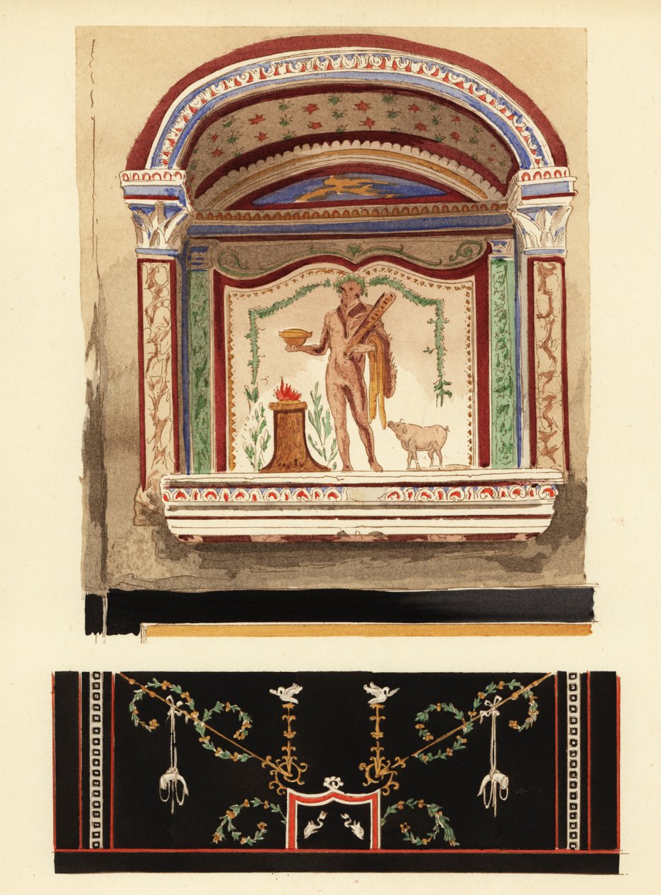 Peinture de niche de lararium dédiée à Hercule dans une annexe (Casa del Cenacolo, V) - Pierre Gusman
