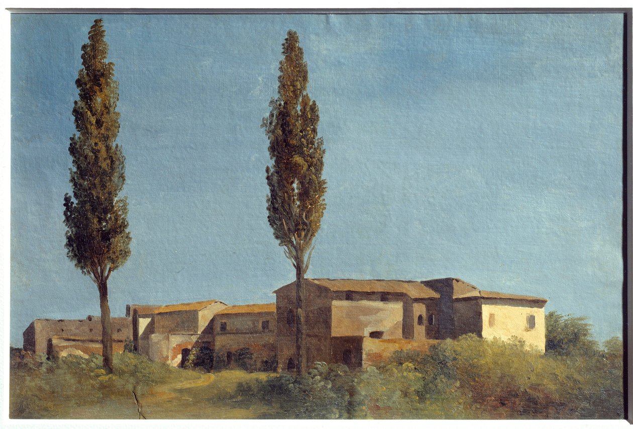 À la Villa Farnèse, les deux peupliers. Peinture de Pierre Henri de Valenciennes (1750-1819) - Pierre Henri de Valenciennes