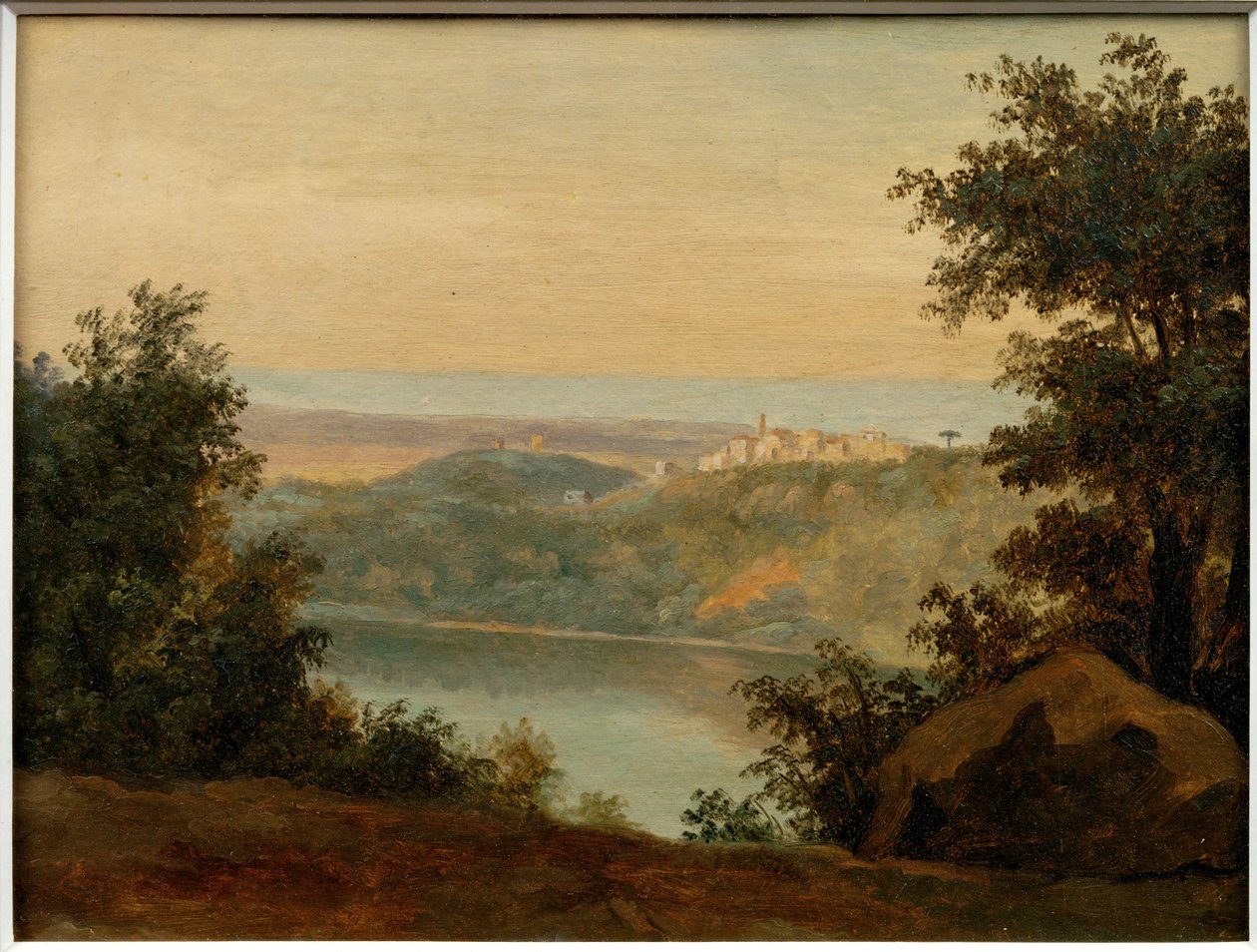 Le Lac de Nemi;au loin la ville de Genzano … - Pierre Henri de Valenciennes