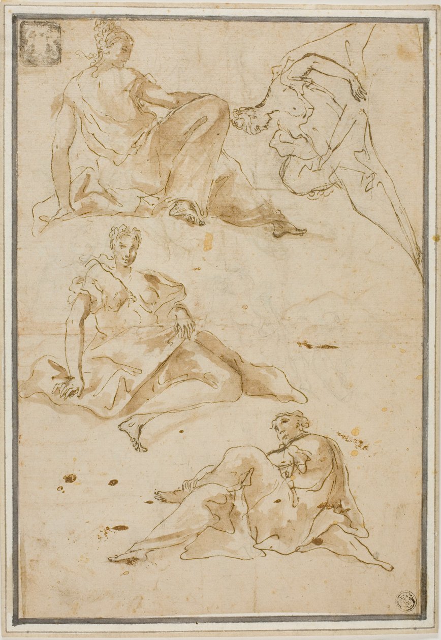 Croquis de quatre figures féminines drapées (pour pendentifs) - Pierre Hubert Subleyras