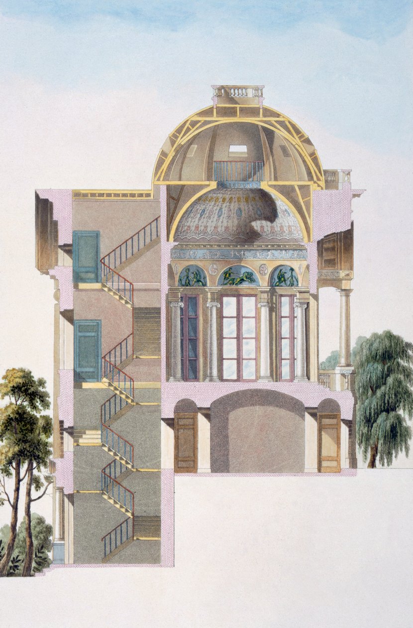 Coupe transversale du pavillon de Hingene, près d