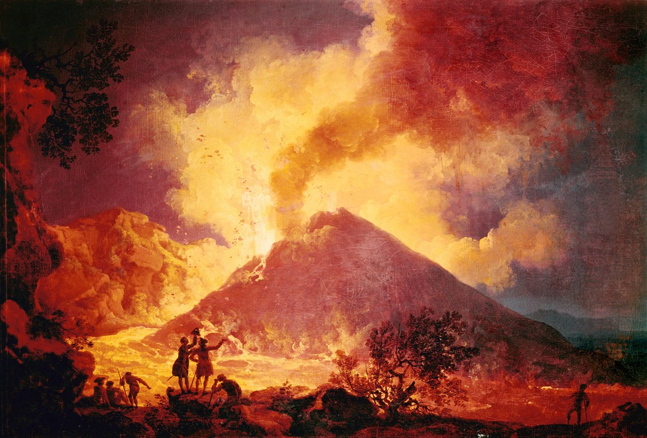 Éruption du Mont Vésuve, Italie ... (huile sur toile) - Pierre Jacques Volaire