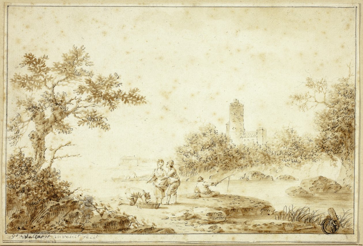 Paysage avec figures au bord d